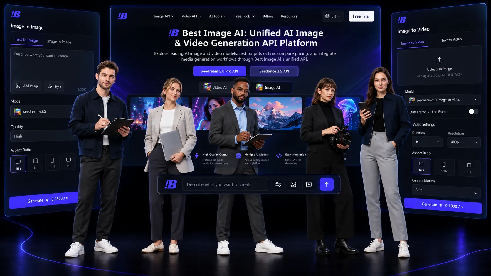 Plateforme de modèles Best Image AI et espace de travail pour la génération de médias